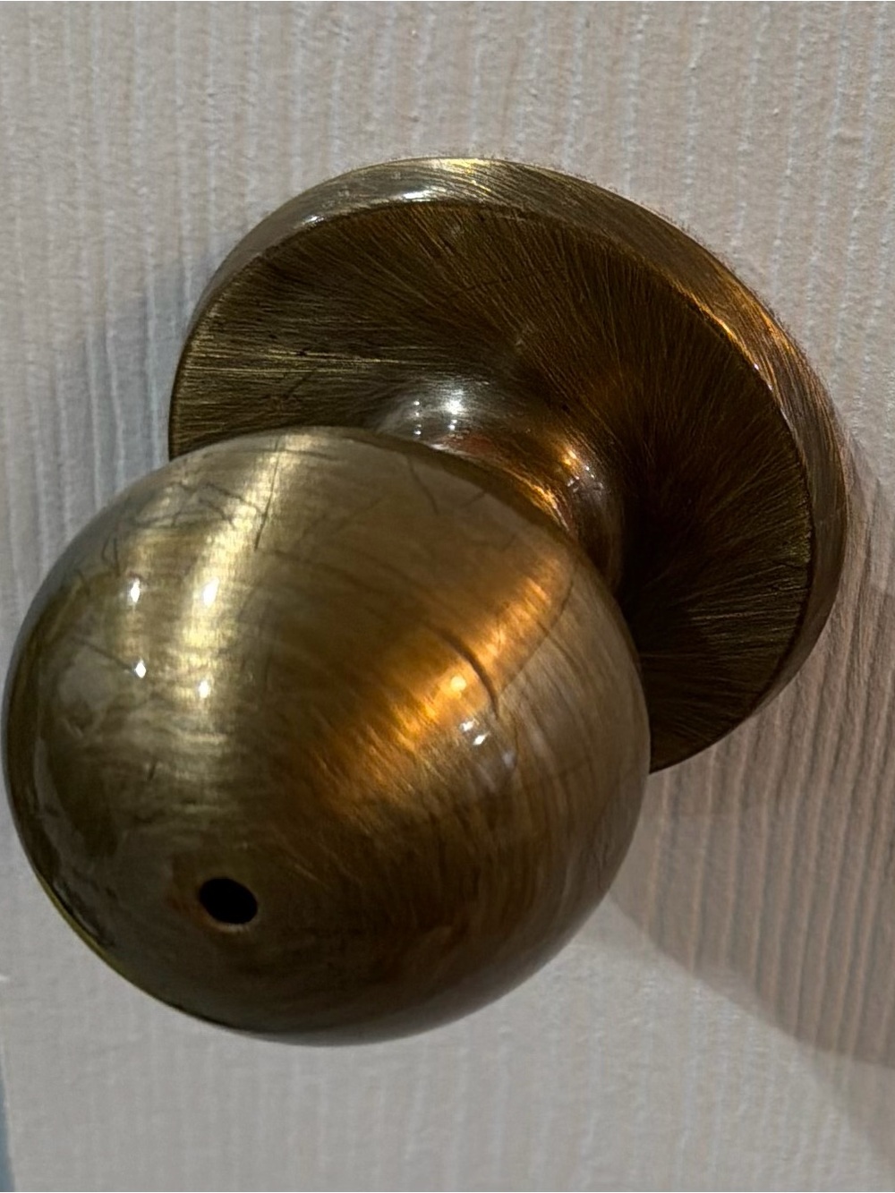 Brass Finish Round Door Knob - set Antique Brass